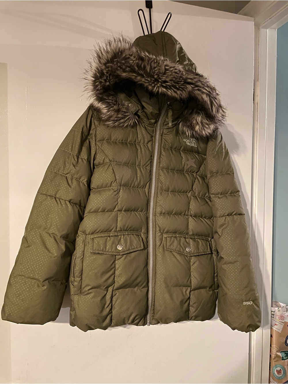 The North Face Kids Olive Gotham Down Puffer, sz 14/16